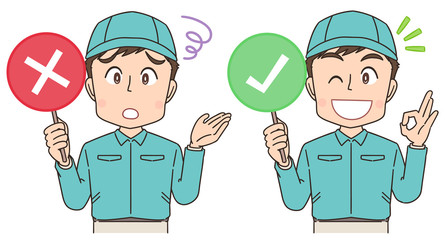 宅配 配達員 作業員 男性 マンガ イラスト.