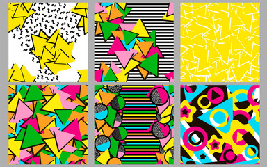 Colorful seamless patterns set. Geometric.