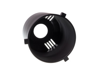Black studio flash protection cap, isolated on white background