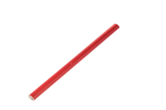 Brand New Red Carpenter Pencil, Isolated On White Background