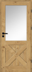 Drzwi wewnętrzne drewniane szklone dębowe