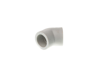 Plastic PPR elbow fitting for water pipes, isolated on white background