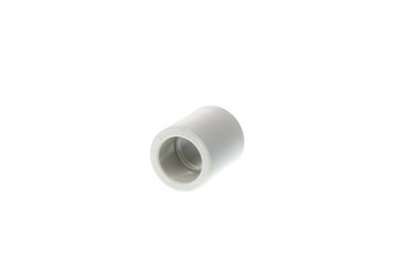 Plastic PPR straight fitting for water pipes, isolated on white