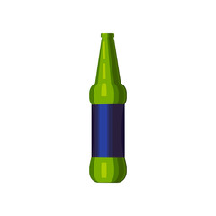 Green small beer bottle illustration. Beer, drinking, alcohol. Drinking concept. illustration can be used for topics like beverage, bar, super market