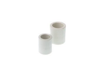 Set of plastic PPR straight fitting for water pipes, isolated on white background