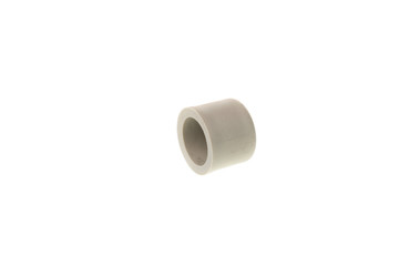 Side view of plastic PPR female cap end fitting for water pipes, isolated on white background