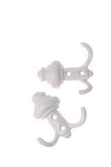 Set of white clothes hook hanger, isolated on white background