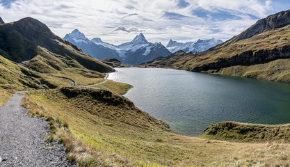 mountian lake at first peak of alps in grindelwald