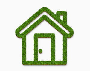Fototapeta premium home green grass icon isolated on a white background