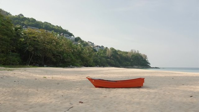 Fishers boat parked in Nai Thon beach near fishers village in Phuket island. Thailand