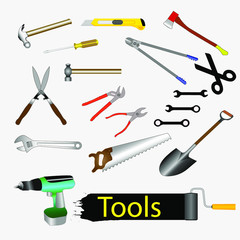 Professional and home repair tool icons. Set for construction stores.