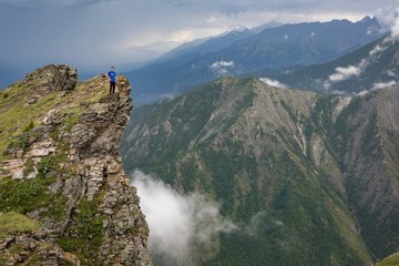 Fototapeta premium mountain view with storm clouds