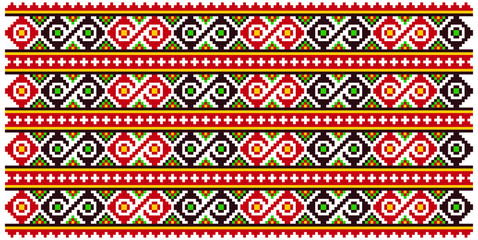 Traditional Romanian folk art knitted embroidery pattern
