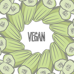 VEGAN lettering and Cucumbers arranged in a circle
