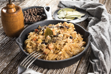 Bigos, a traditional Polish dish with cabbage.