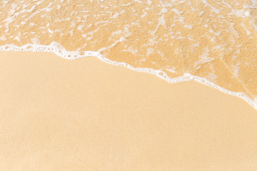 Fototapeta na wymiar Blank fine sand and white wave, nature background, outdoor day light, summer beach