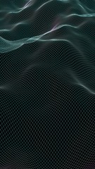 Abstract landscape background. Cyberspace green grid. hi tech network. 3D illustration