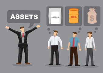 Different Types of Financial Assets Cartoon Vector Illustration
