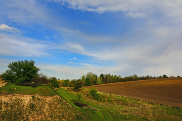 beautiful landscape with aerial clouds