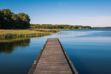 Fototapeta na wymiar Pier on Lake Necko in Augustow, Podlaskie, Poland