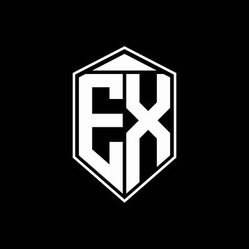 EX logo monogram with emblem shape combination tringle on top design template