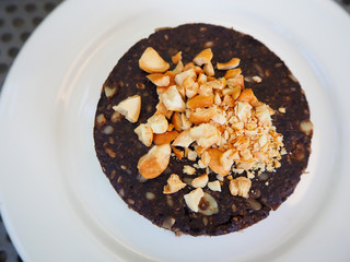 almond brownie cake on the table