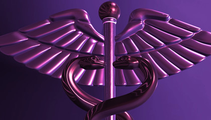 Caduceus - medical symbol, 3d render