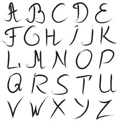 Vector Font Alphabet with Brushed Lettering Painted Letters