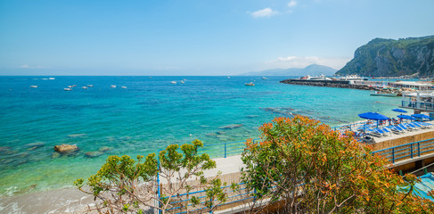 Naklejka premium Clear water in Marina Grande beach in Capri
