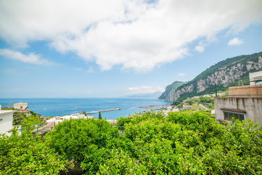 Clouds over Capri coasltine in the springtime