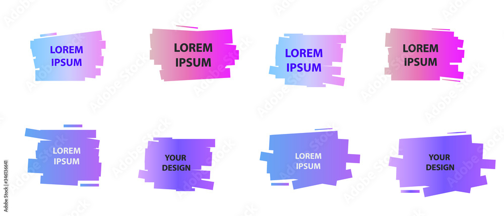 Poster set of abstract modern graphic elements. colorful vector gradient shapes composition. template for d