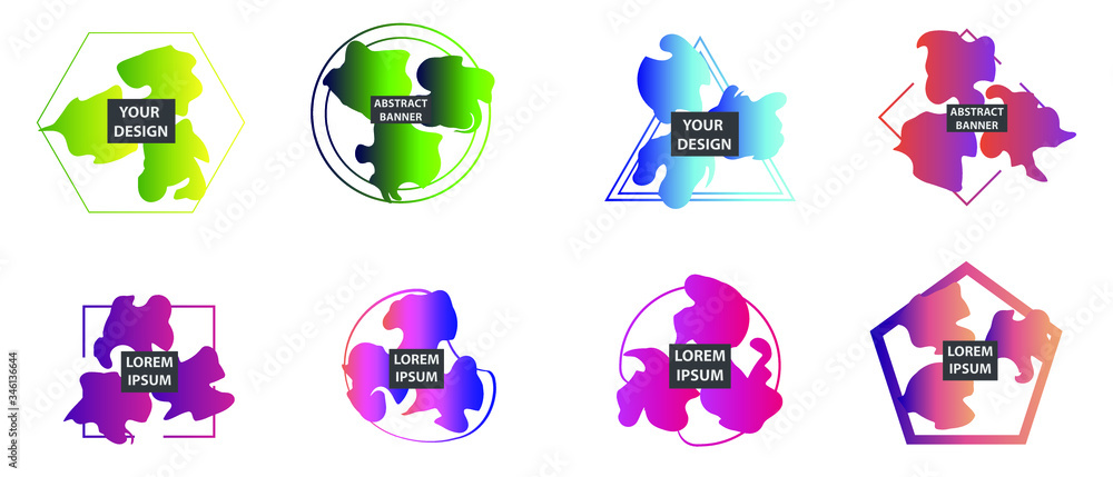 Aufkleber set of abstract modern graphic elements. colorful vector gradient shapes composition. template for d