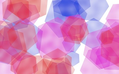 Fototapeta premium Multicolored translucent hexagons on white background. Red tones. 3D illustration