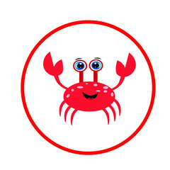 Cute red crab cartoon illustration  . sea world  character vector .