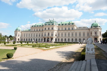 Beautiful view of famous Schloss Belvedere, built by Johann Lukas von Hildebrandt as a summer residence for Prince Eugene of Savoy