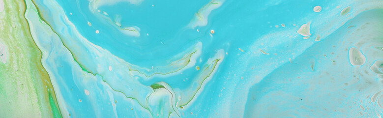 art photography of abstract marbleized effect background. Aqua, blue, gold and white creative...