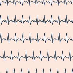 EKG seamless vector pattern. Electrocardiogram repeating background. Health care related background. Medical design for fabric, hospital, scrubs, nurse, doctor,