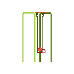 Children swing. Green, swing, seat. Playground concept. illustration can be used for topics like childhood, playing, fun