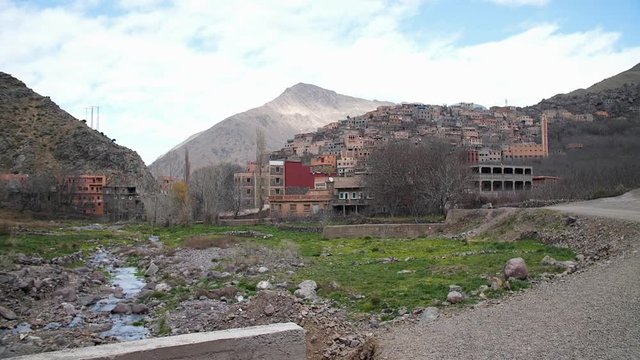 Small village of Aroumd, in the Moroccan Atlas.
High angle, slow motion, HD.