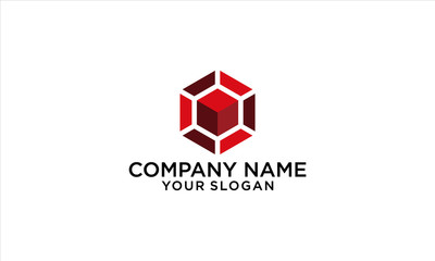 combination of block and hexagon logo designs