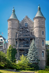 Fototapeta na wymiar Royal Victoria hospital in Montreal located in an ancient buildings with turrets, Quebec, Canada
