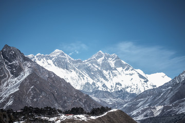 Fototapeta na wymiar Mount Everest from Sagarmatha National Park Museum, Namche Bazar, Nepal