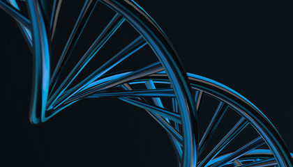 DNA in color background and various material, 3d render illustration