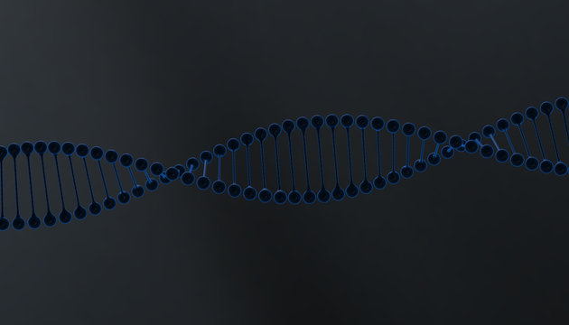 DNA in color background and various material, 3d render illustration