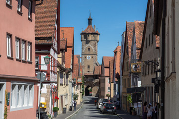 Obraz premium piękne ulice w Rothenburg ob der Tauber z tradycyjnymi niemieckimi domami