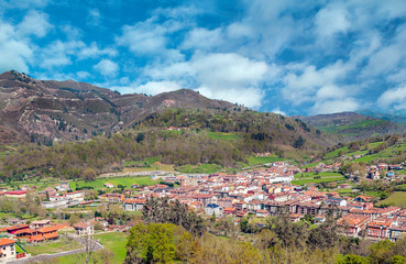 Fototapeta na wymiar Cangas de Onis village in Asturias in the north of Spain in a sunny day