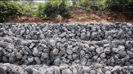 stone wall defence falling soil mountain
