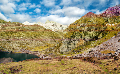 Mountains of Asturias in the north of Spain in a cloudy day