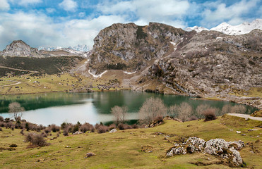 Mountains of Asturias in the north of Spain in a cloudy day