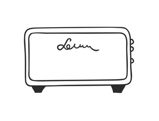 Hand drawn interior objecton white background.Vector Cozy Line Illustration. Creative art work. Doodle drawing radio